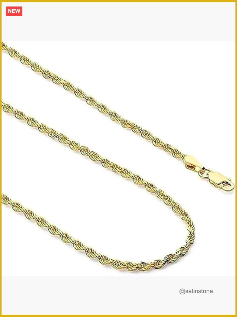 14k Yellow Gold Rope Chain Necklace With Lobster Claw Clasp